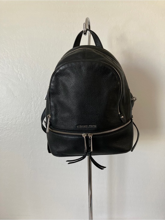 Michael Kors Handbags - Michael Kors Rhea Black Pebble Leather Backpack
